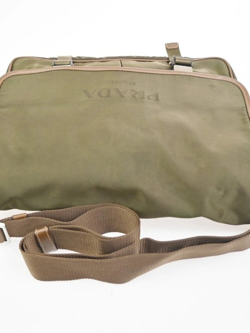 PRADA MILANO Tessuto Messenger Shoulder Bag Nylon Leather Italy Khaki 32CA854 - Picture 5 of 14